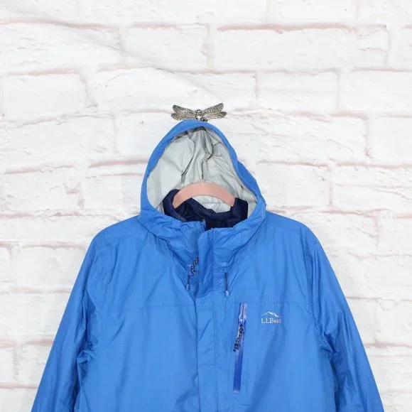 LL Bean Blue Nylon Full Zip Lined Insulated Hooded Jacket Size L - Picture 2 of 12